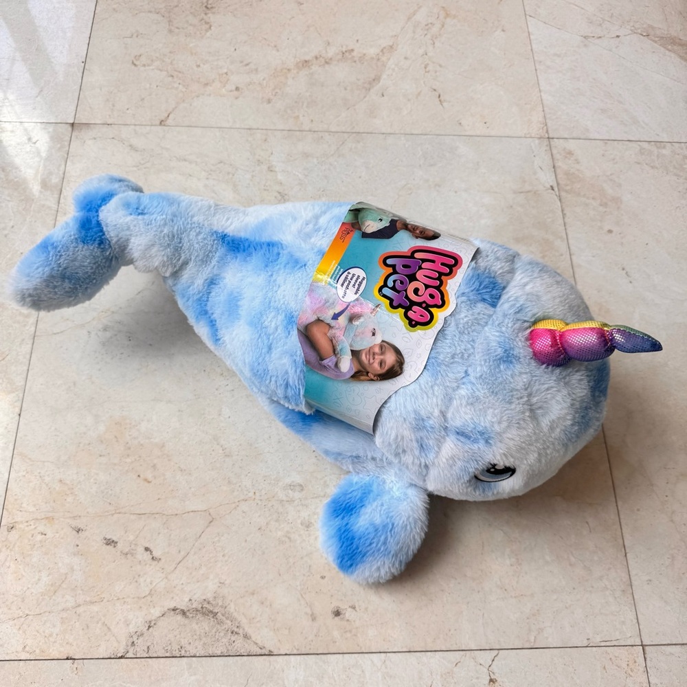 Hug-A-Pet Blue Narwhal Whale Plush Toy with Rainbow Horn - Picture 2 of 8